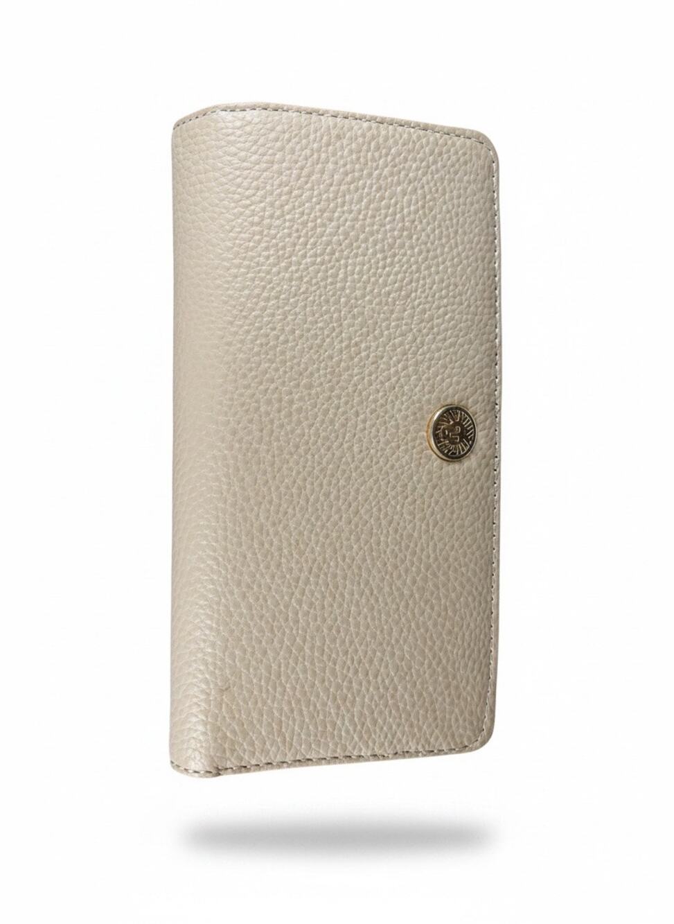 Anne Klein Pebbled Faux Leather Cream Bifold Wallet - Gold Logo - NWOT